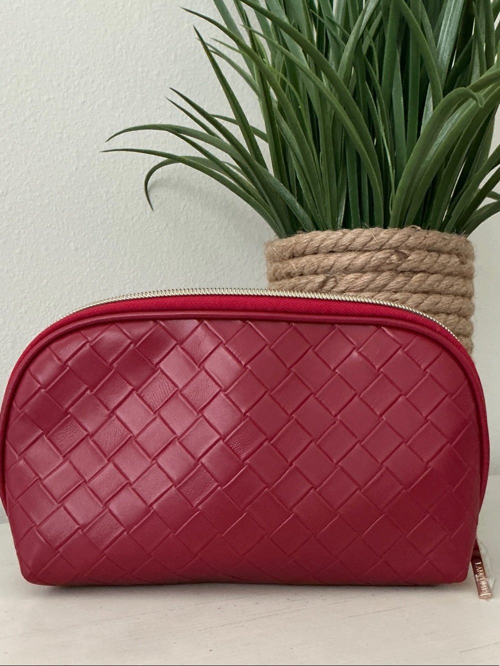 Lancome Red Woven Cosmetic Bag